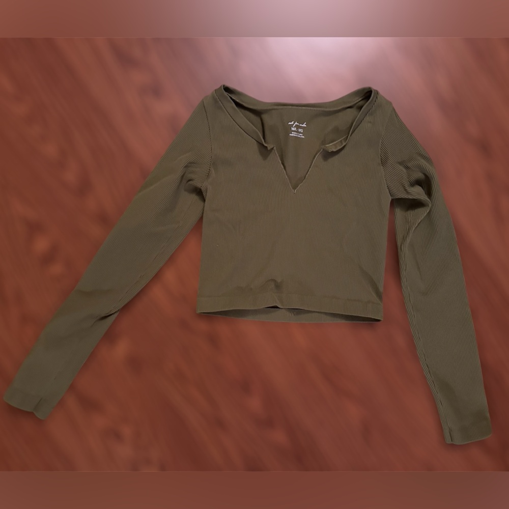 Urban Outfitters Green Fitted Crop Blouse